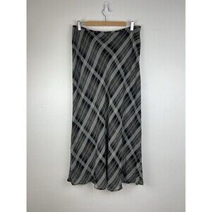liz Sport Vintage 90s A Line Maxi Skirt Chiffon Overlay Sheer Plaid 14/L